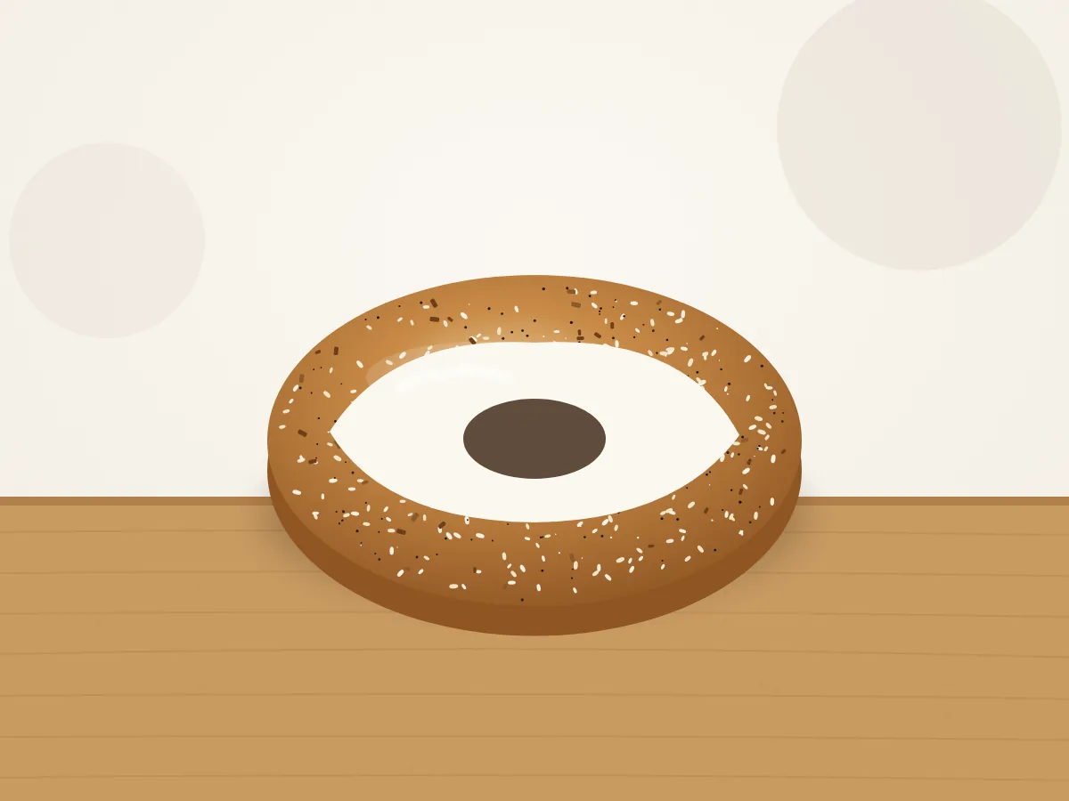 Illustration of Bagel with Cream Cheese